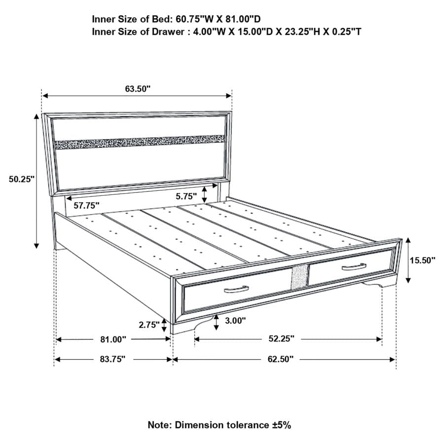 Miranda Queen 2-drawer Storage Bed White