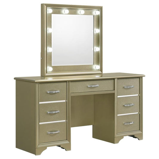 Beaumont 7-drawer Vanity Desk with Lighting Mirror Champagne