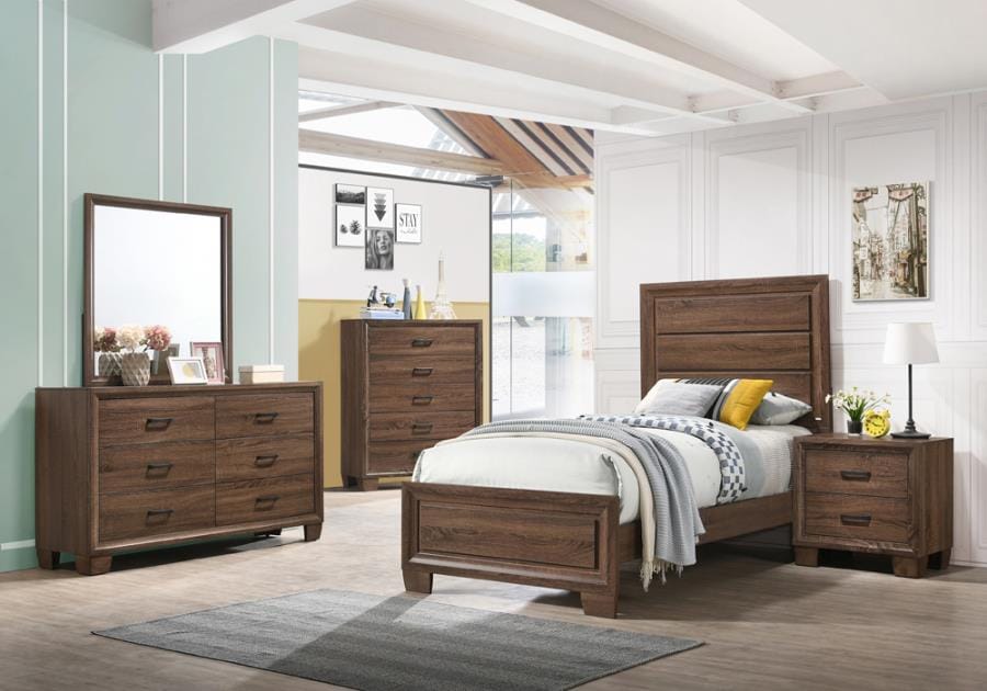 Brandon 4-piece Twin Panel Bedroom Set Medium Warm Brown