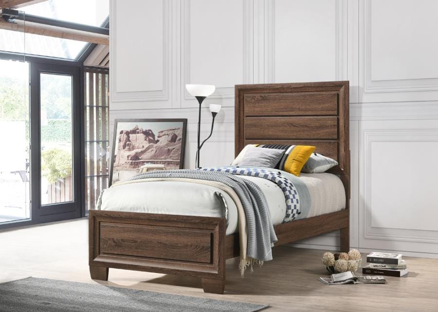 Brandon Twin Panel Bed Medium Warm Brown