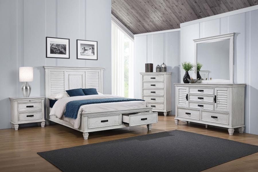 Franco Eastern King Storage Bed Antique White