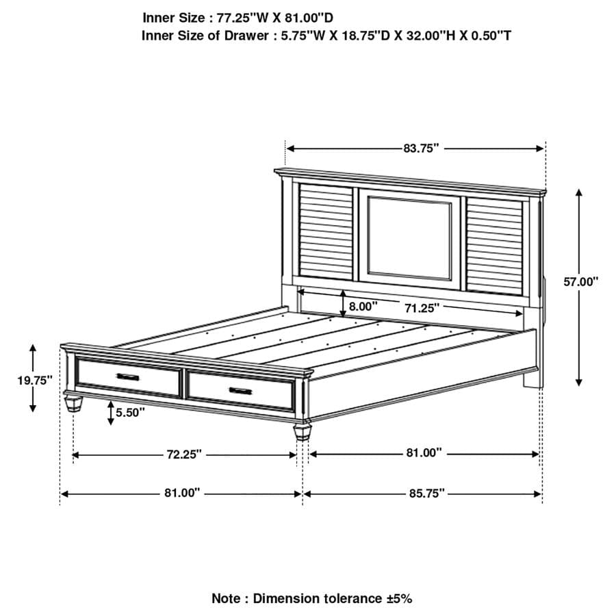 Franco Eastern King Storage Bed Antique White