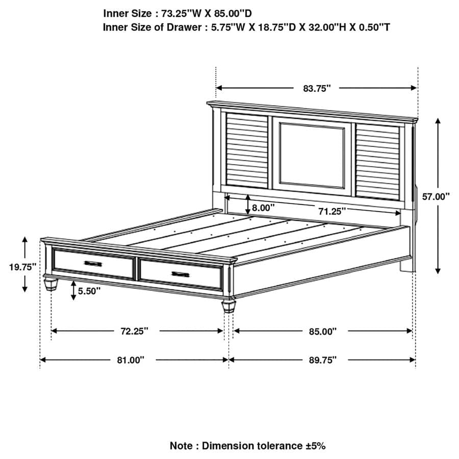 Franco California King Storage Bed Antique White