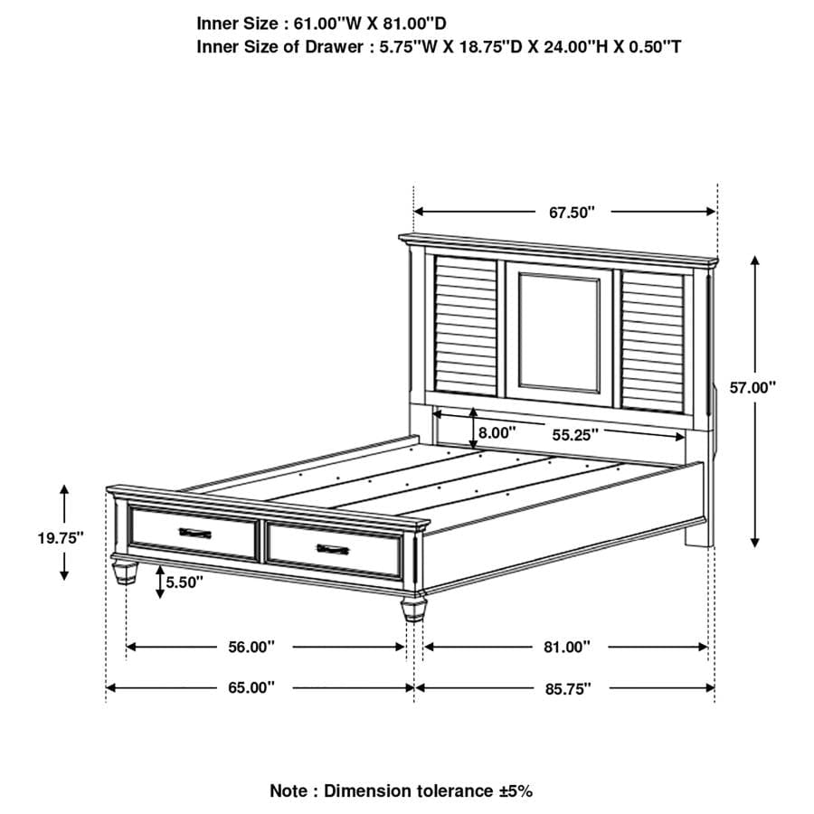 Franco Queen Storage Bed Antique White