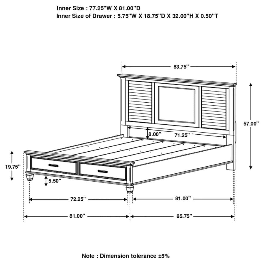 Franco Eastern King Platform Storage Bed Weathered Sage