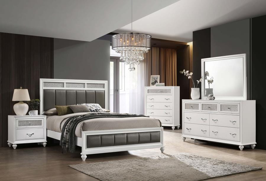 Barzini Eastern King Upholstered Panel Bed White