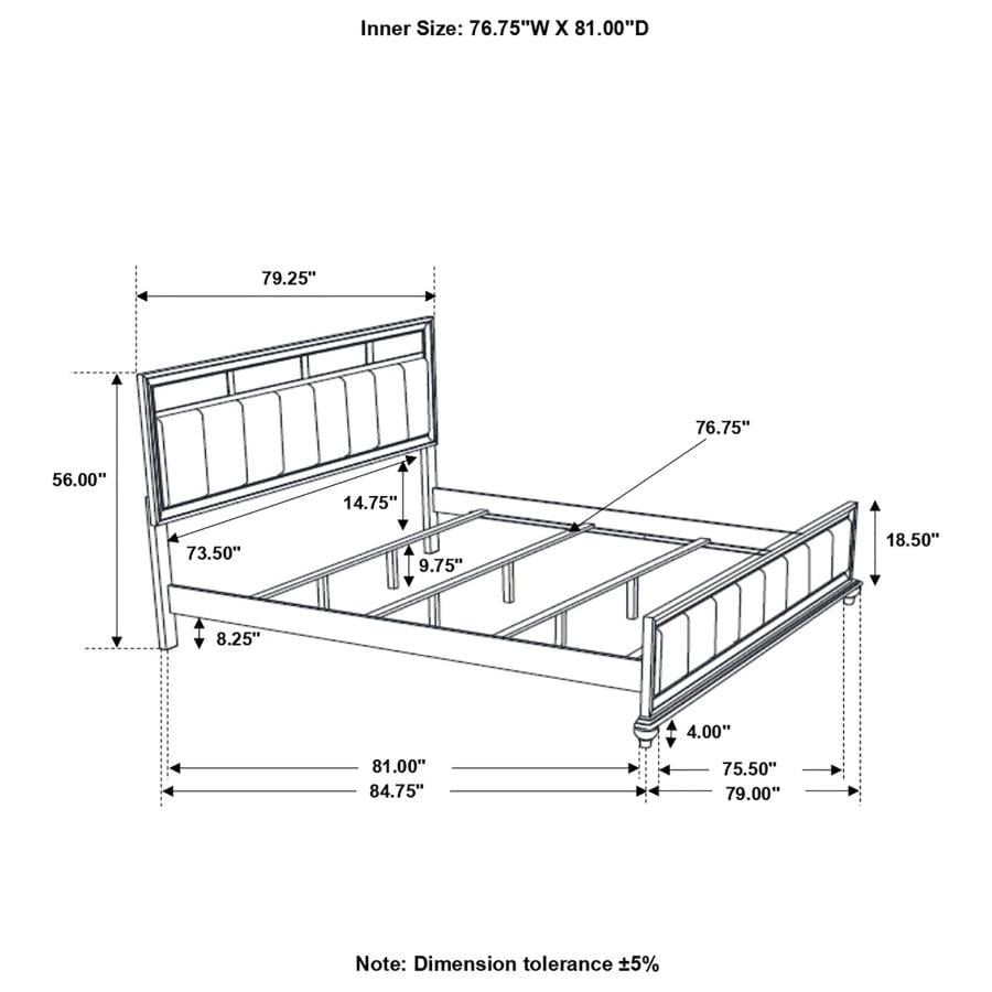 Barzini Eastern King Upholstered Panel Bed White