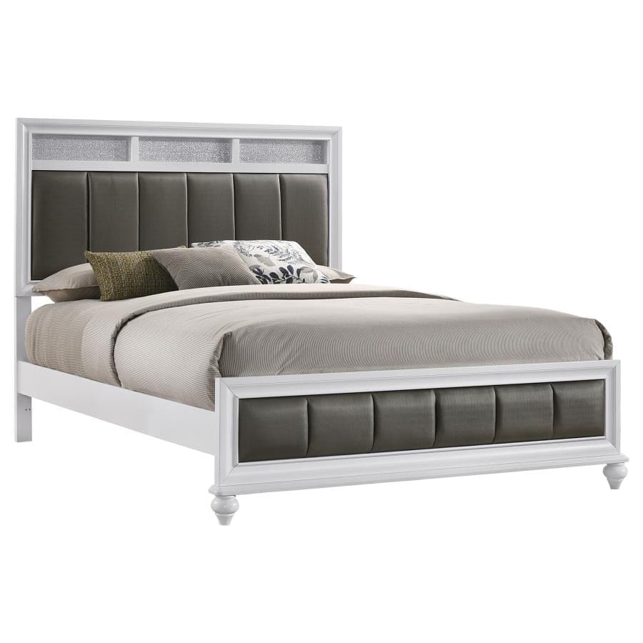 Barzini California King Upholstered Panel Bed White