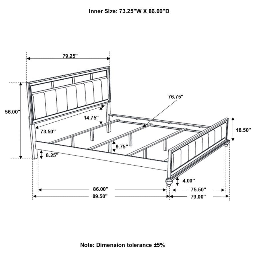 Barzini California King Upholstered Panel Bed White