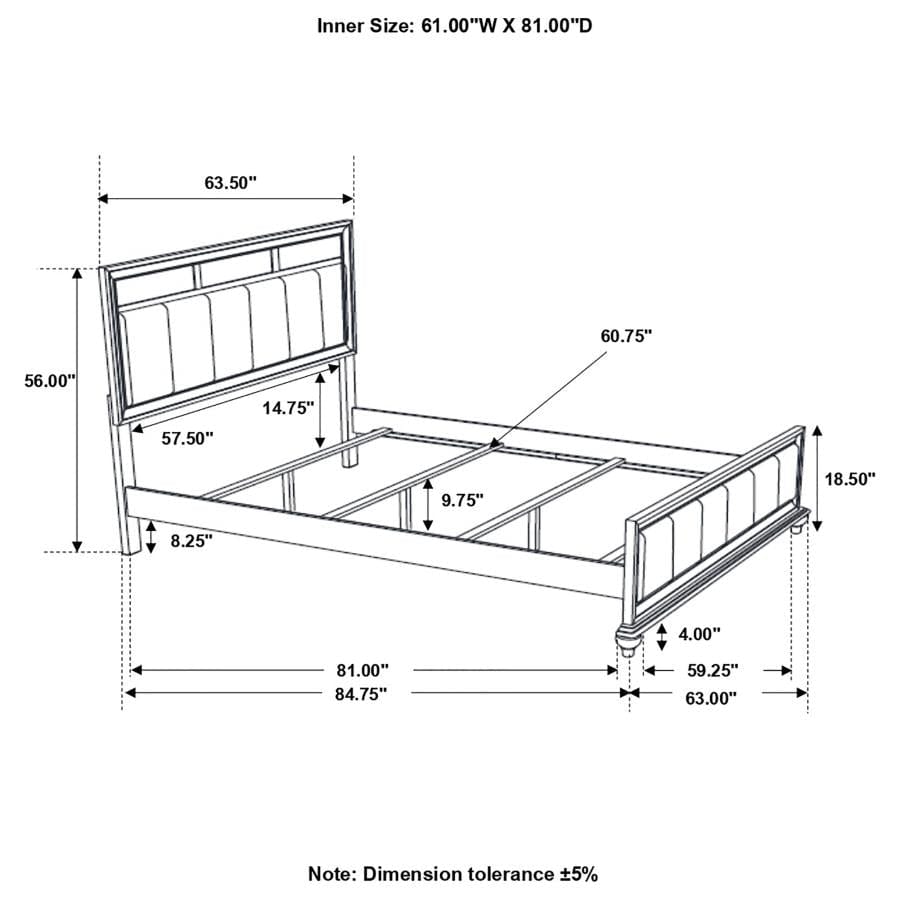 Barzini Queen Upholstered Panel Bed White