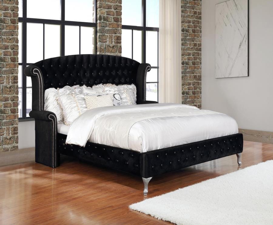 Deanna Queen Tufted Upholstered Bed Black