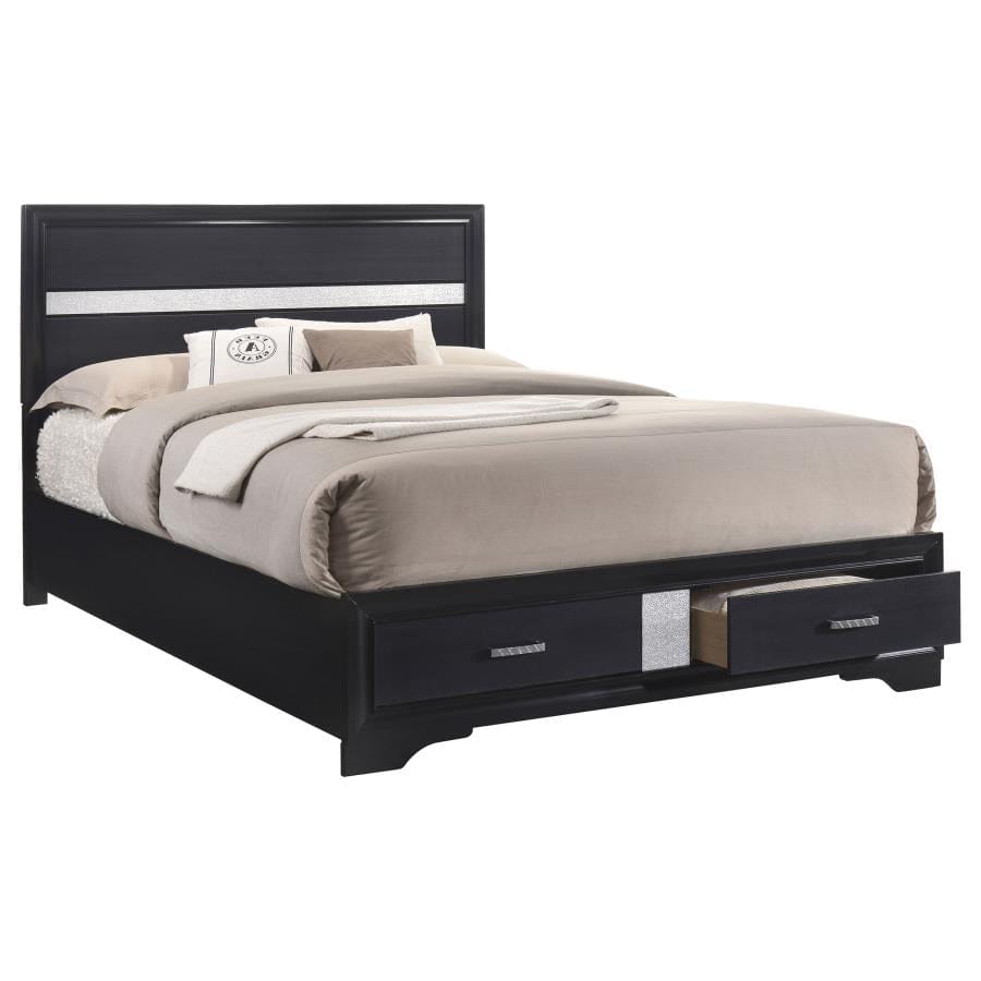 Miranda California King 2-drawer Storage Bed Black