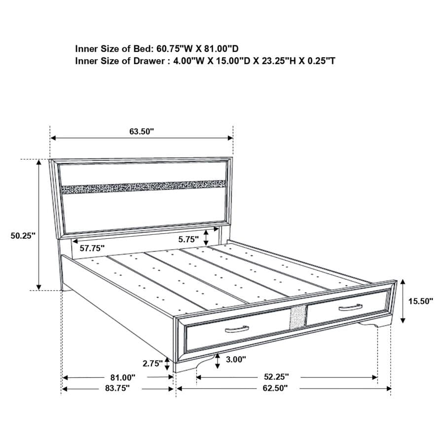 Miranda Queen 2-drawer Storage Bed Black