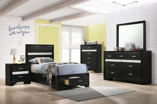 Miranda 5-piece Twin Storage Bedroom Set Black