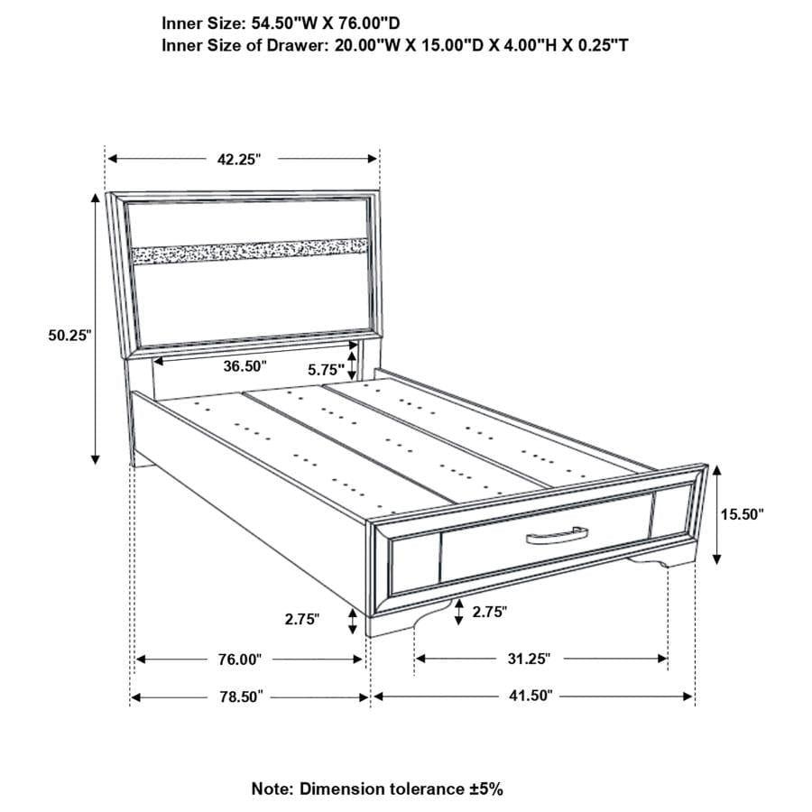 Miranda Twin Storage Bed Black