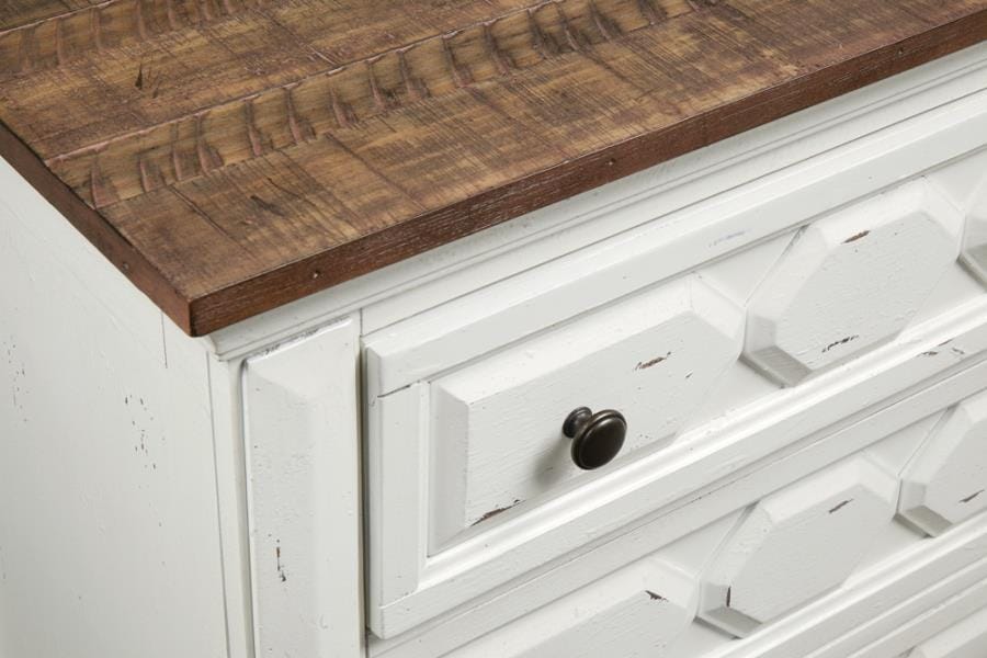 Celeste 3-drawer Nightstand Rustic Latte and Vintage White