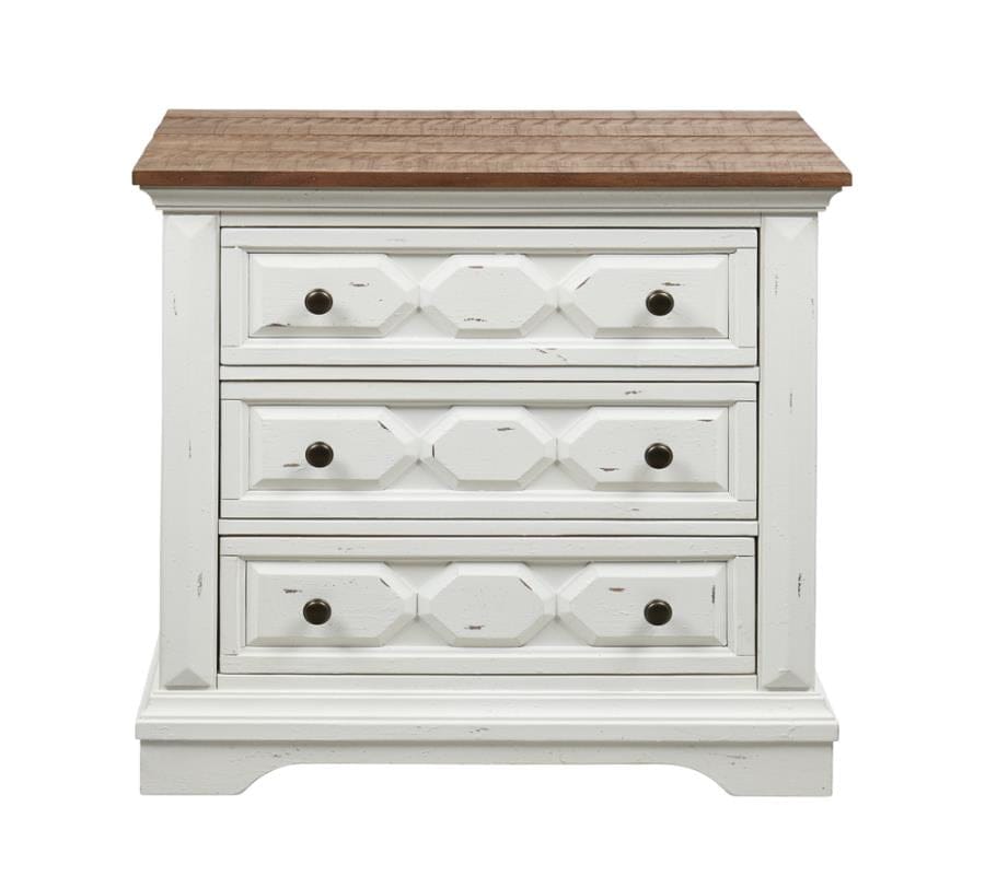 Celeste 3-drawer Nightstand Rustic Latte and Vintage White