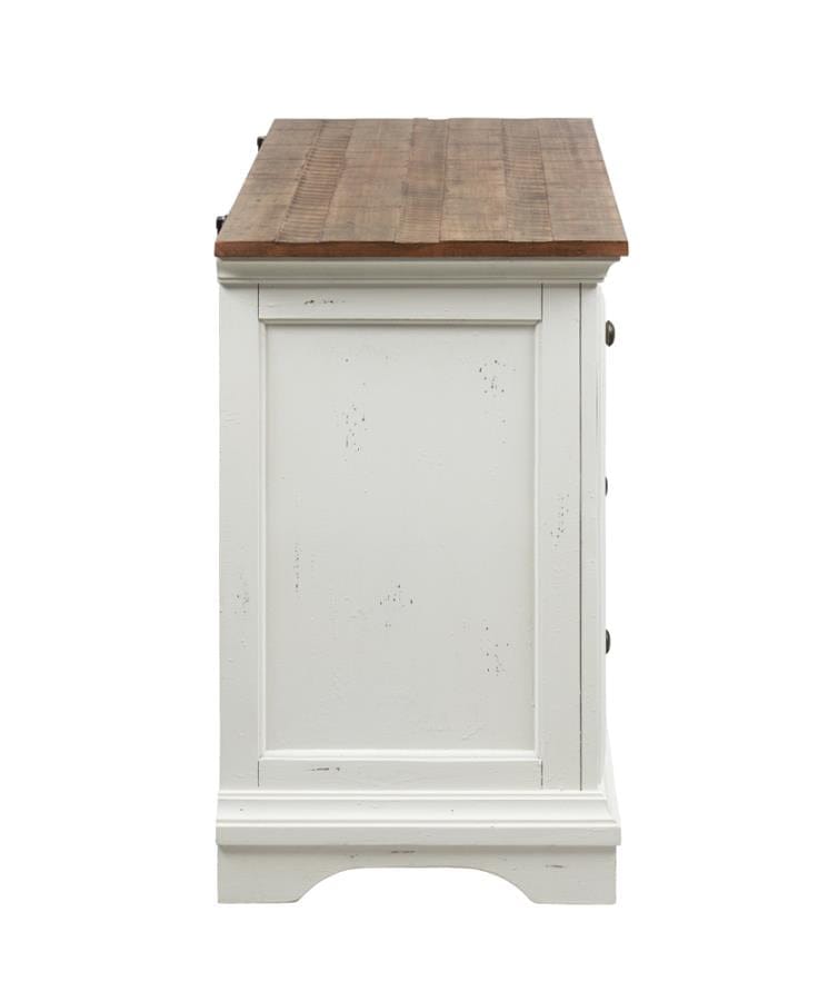 Celeste 3-drawer Nightstand Rustic Latte and Vintage White