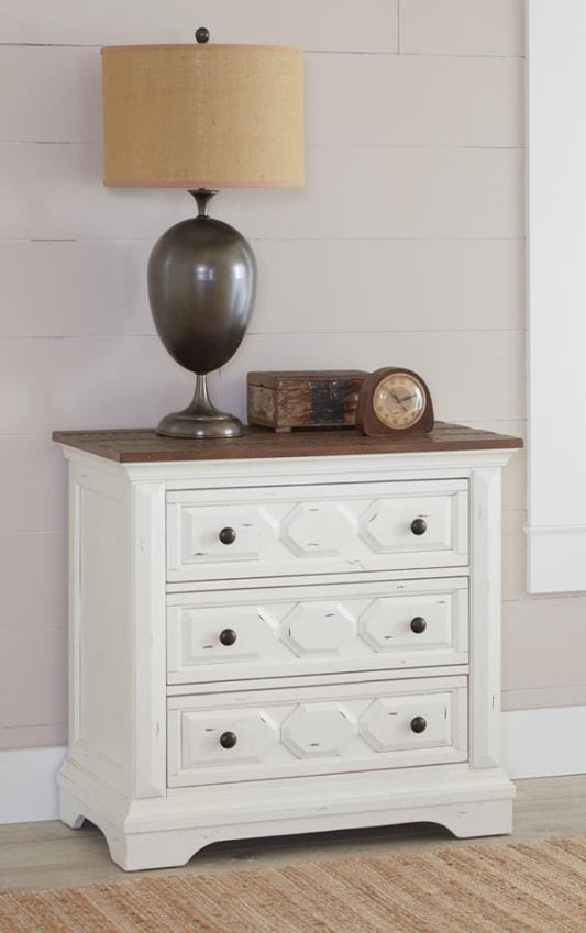 Celeste 3-drawer Nightstand Rustic Latte and Vintage White