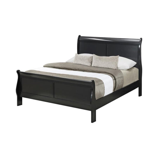 Louis Philippe Eastern King Panel Sleigh Bed Black