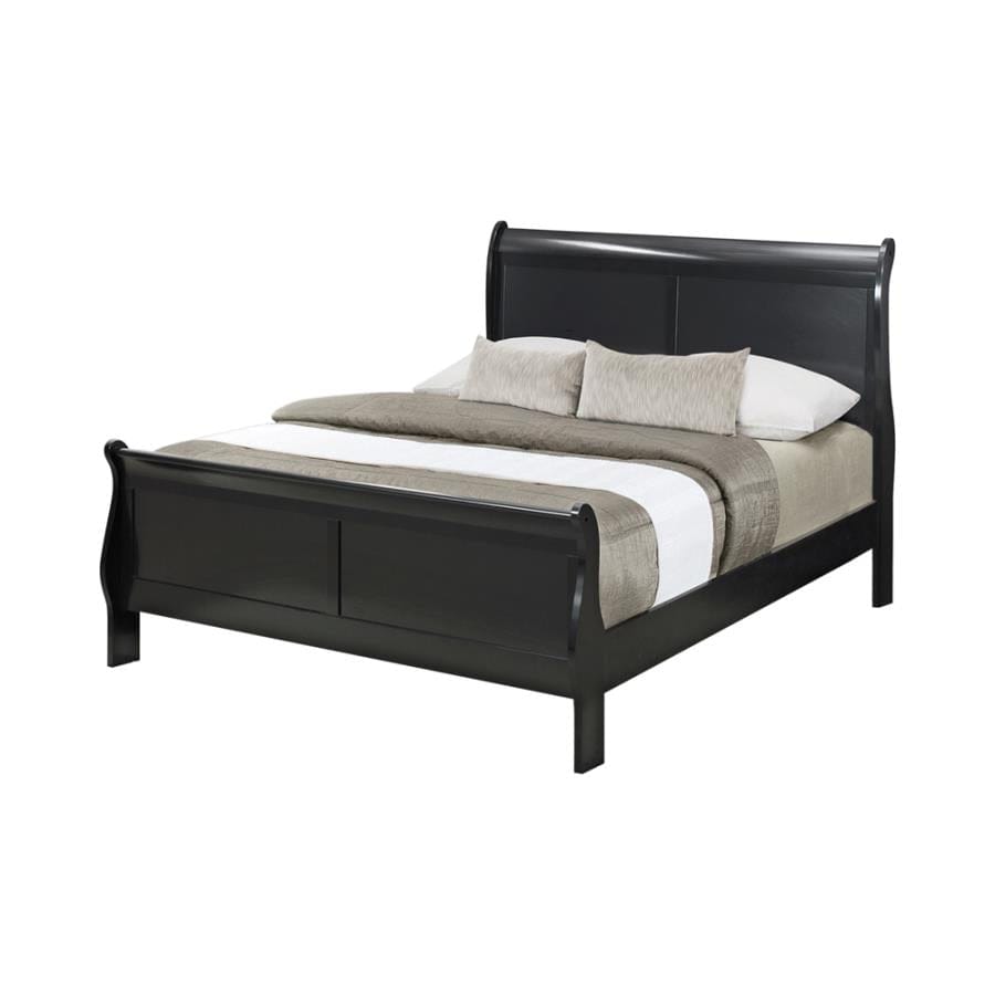 Louis Philippe Queen Panel Sleigh Bed Black