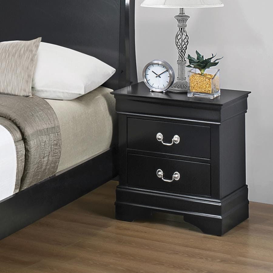 Louis Philippe 2-drawer Nightstand Black