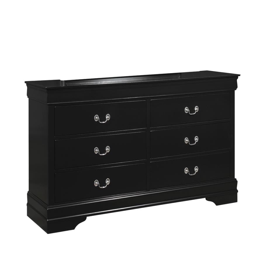 Louis Philippe 6-drawer Dresser Black