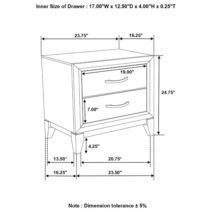 Watson 2-drawer Nightstand Grey Oak and Black