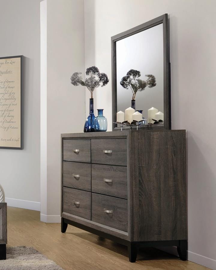 Watson 6-drawer Dresser Grey Oak and Black