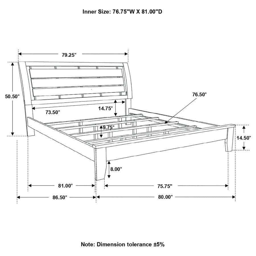 Serenity Eastern King Panel Bed Mod Grey