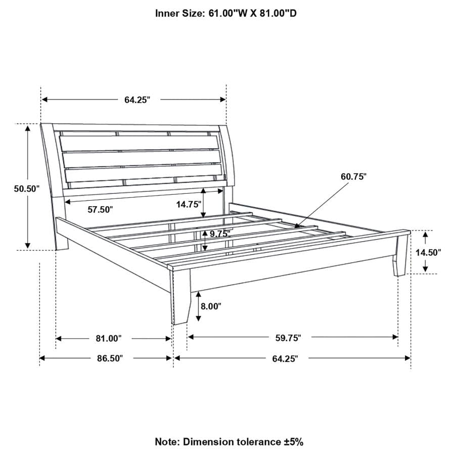 Serenity Queen Panel Bed Mod Grey