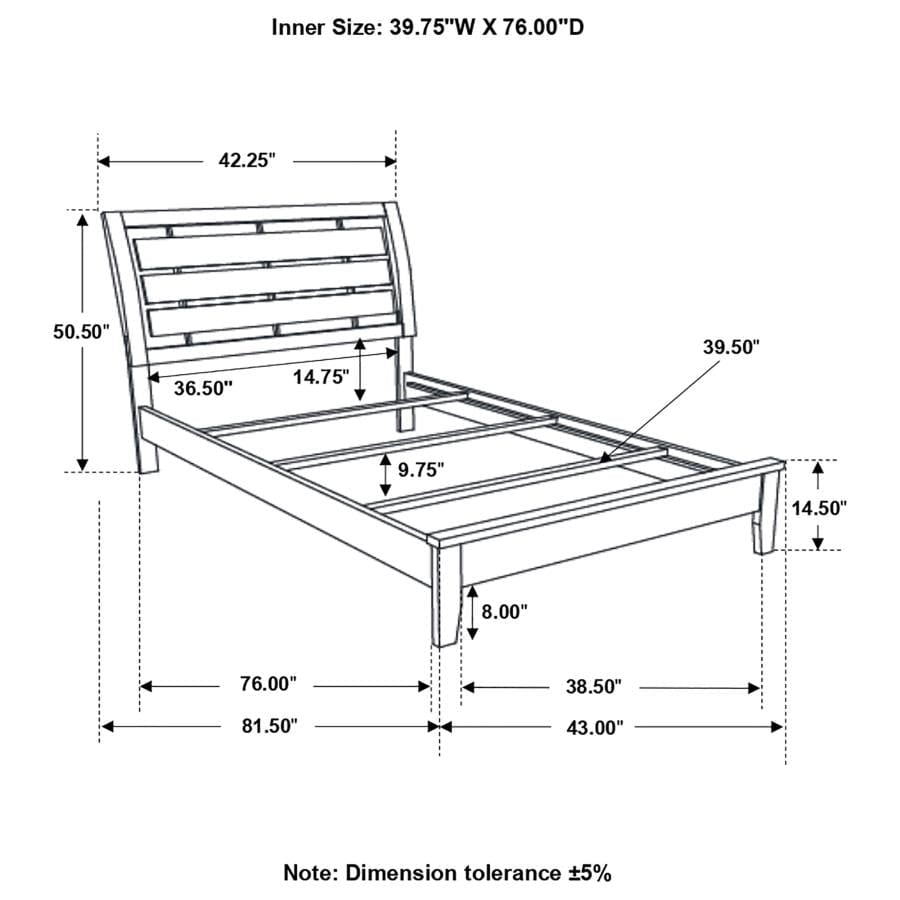 Serenity Twin Panel Bed Mod Grey