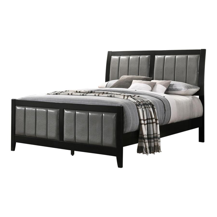 Carlton Full Upholstered Panel Bed Black and Grey