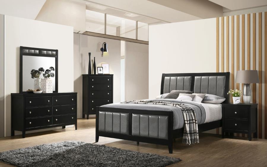 Carlton Full Upholstered Panel Bed Black and Grey