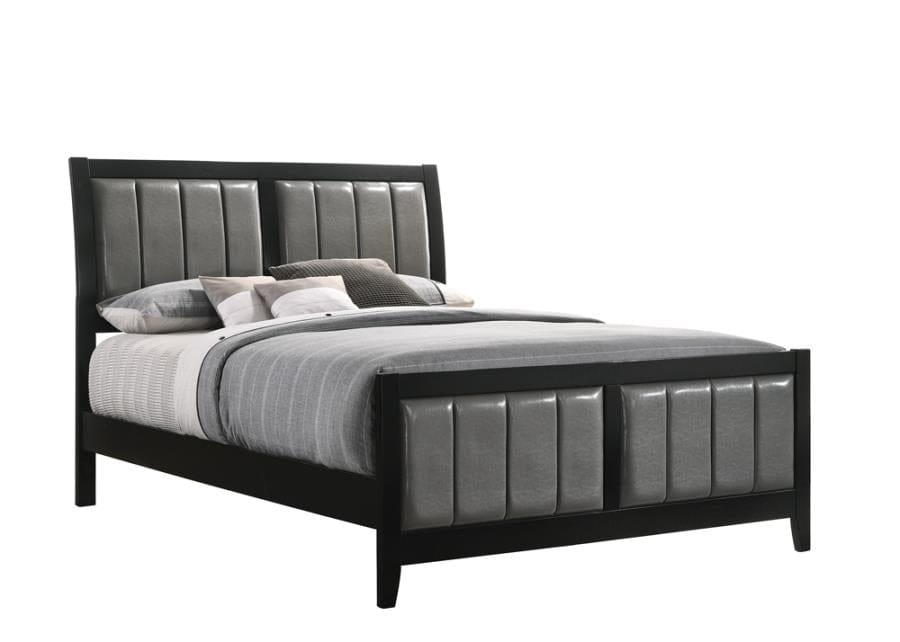 Carlton Queen Upholstered Bed Black and Grey