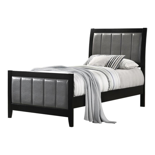 Carlton Twin Upholstered Panel Bed Black and Grey