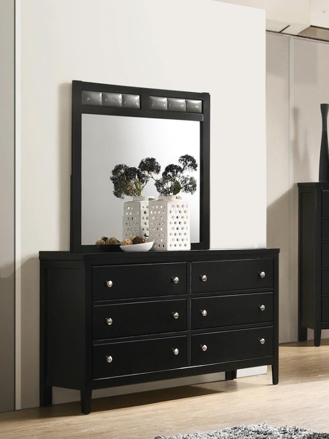 Carlton Upholstered Rectangular Mirror Black