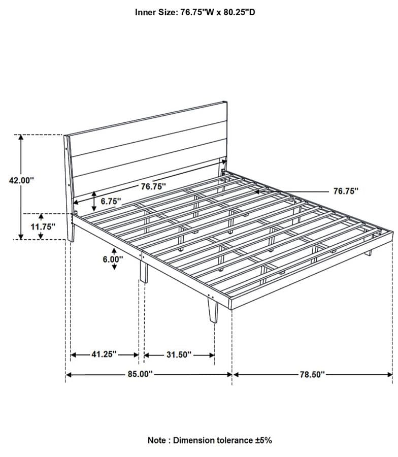 Mays Upholstered Eastern King Platform Bed Walnut Brown and Grey