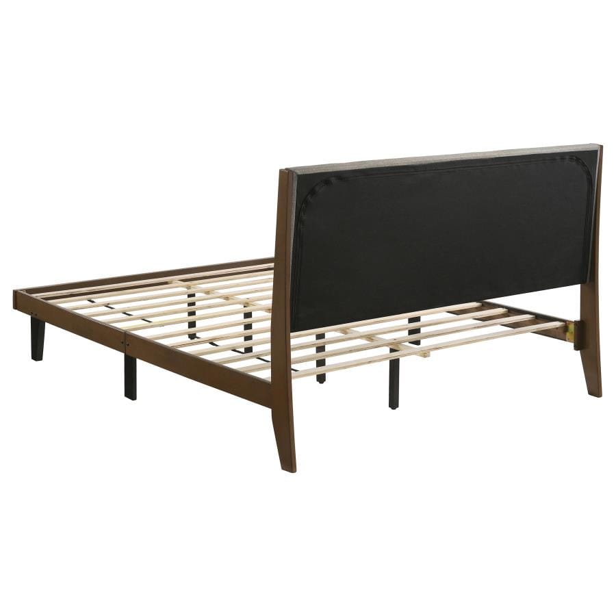 Mays Upholstered Queen Platform Bed Walnut Brown and Grey