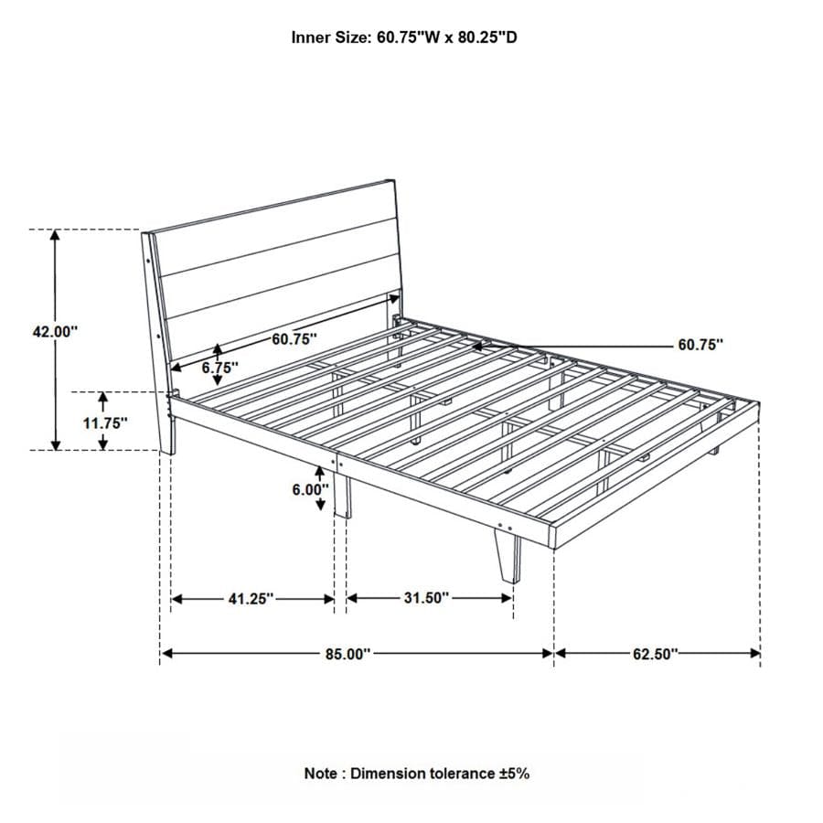 Mays Upholstered Queen Platform Bed Walnut Brown and Grey