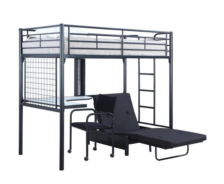 Jenner Twin Futon Workstation Loft Bed Black