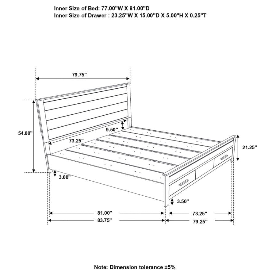 Woodmont Eastern King Storage Bed Rustic Golden Brown