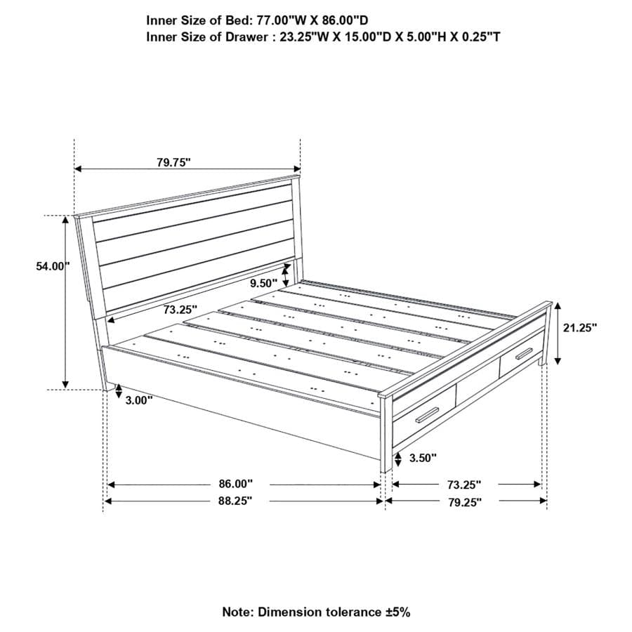 Woodmont California King Storage Bed Rustic Golden Brown