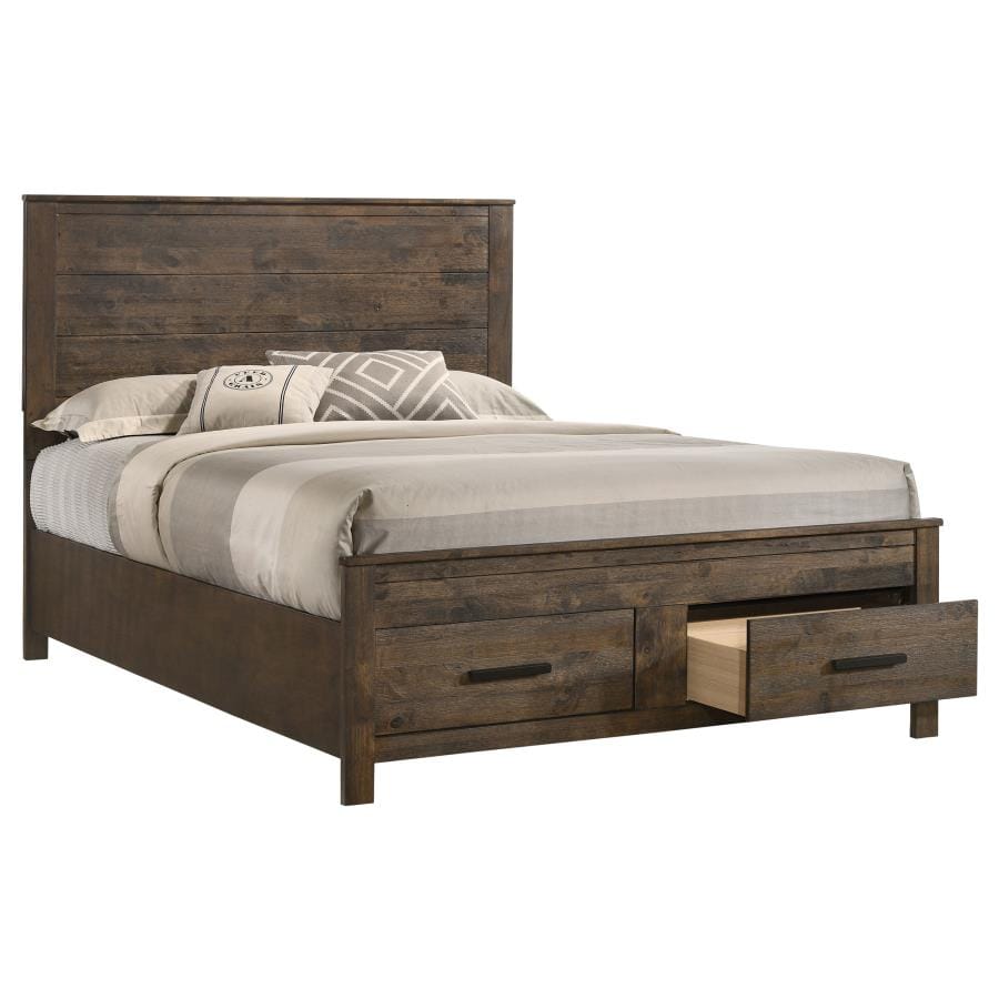 Woodmont Queen Storage Bed Rustic Golden Brown