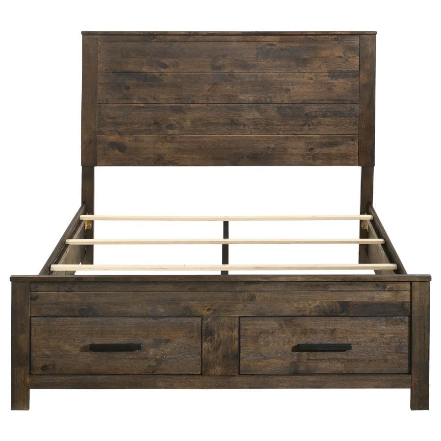 Woodmont Queen Storage Bed Rustic Golden Brown