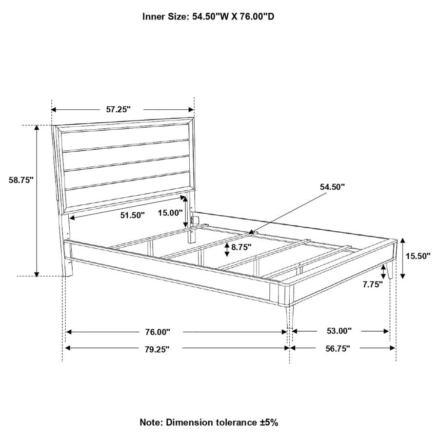 Ramon Full Panel Bed Metallic Sterling