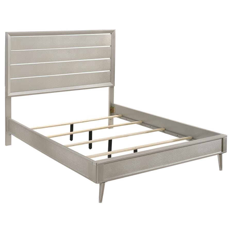 Ramon Eastern King Panel Bed Metallic Sterling