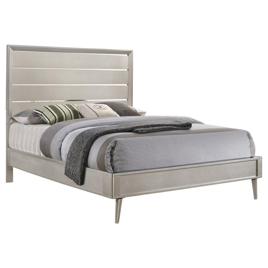 Ramon Eastern King Panel Bed Metallic Sterling