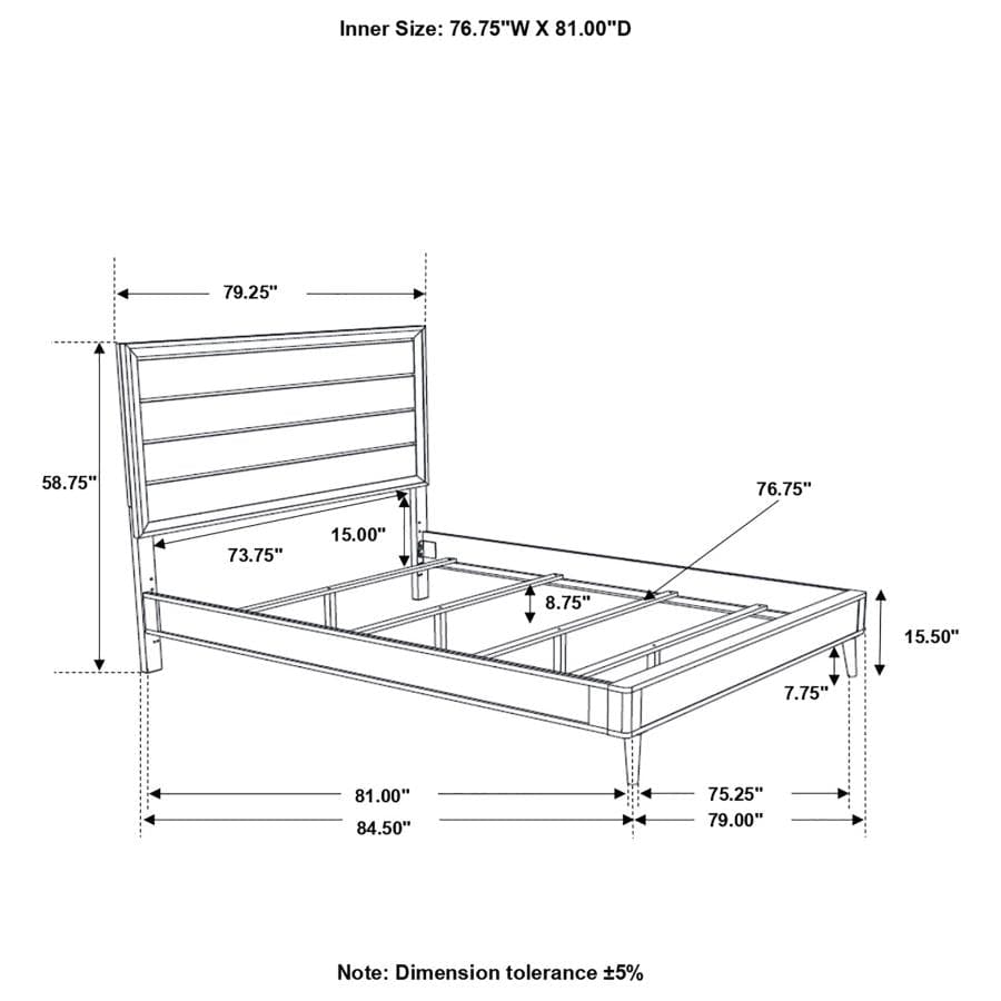 Ramon Eastern King Panel Bed Metallic Sterling