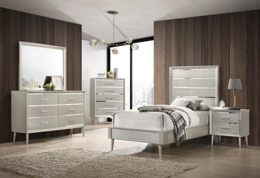 Ramon 5-piece Twin Panel Bedroom Set Metallic Sterling